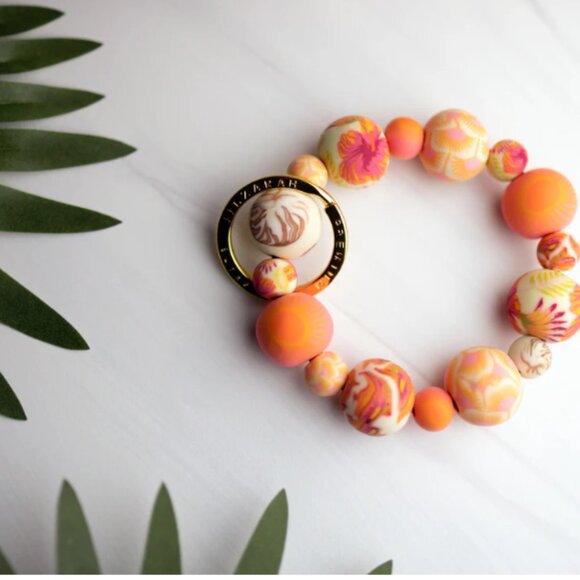 100 JILZARAH Handcrafted Polymer Clay Bead Bracelet Keychain Sunshine Bay - Picture 2 of 2